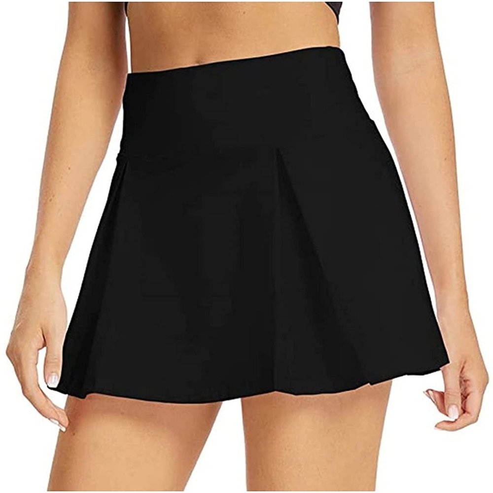 Athleta Women Black Golf Tennis Mini Skirt High Waisted Skorts Pleated Skirts Sz